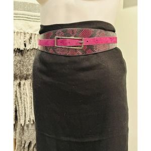 White House Black Market Purple Suede Faux Snakeskin Wide Corset Belt Leather S